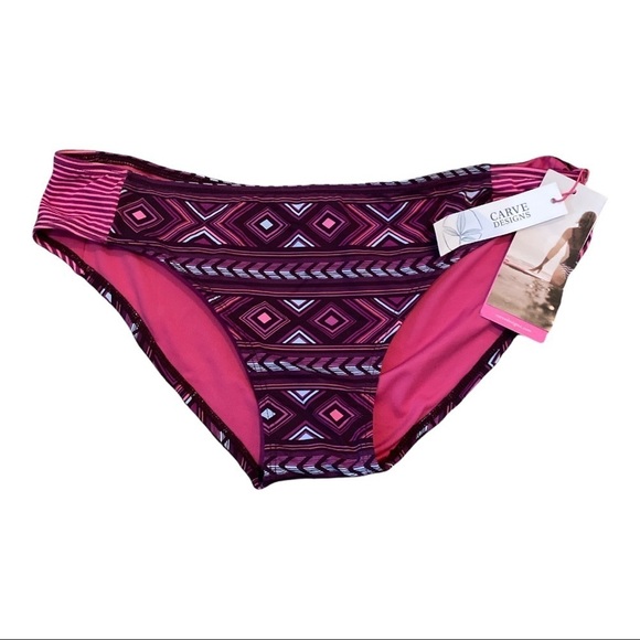 Carve Designs Bikini Bottoms NWT Bolinas Plum Ball Hibiscus Tides Size L - Picture 6 of 14
